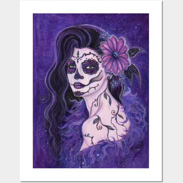 Day of the dead purple Daisy By Renee Lavoie Wall Art by ReneeLLavoie